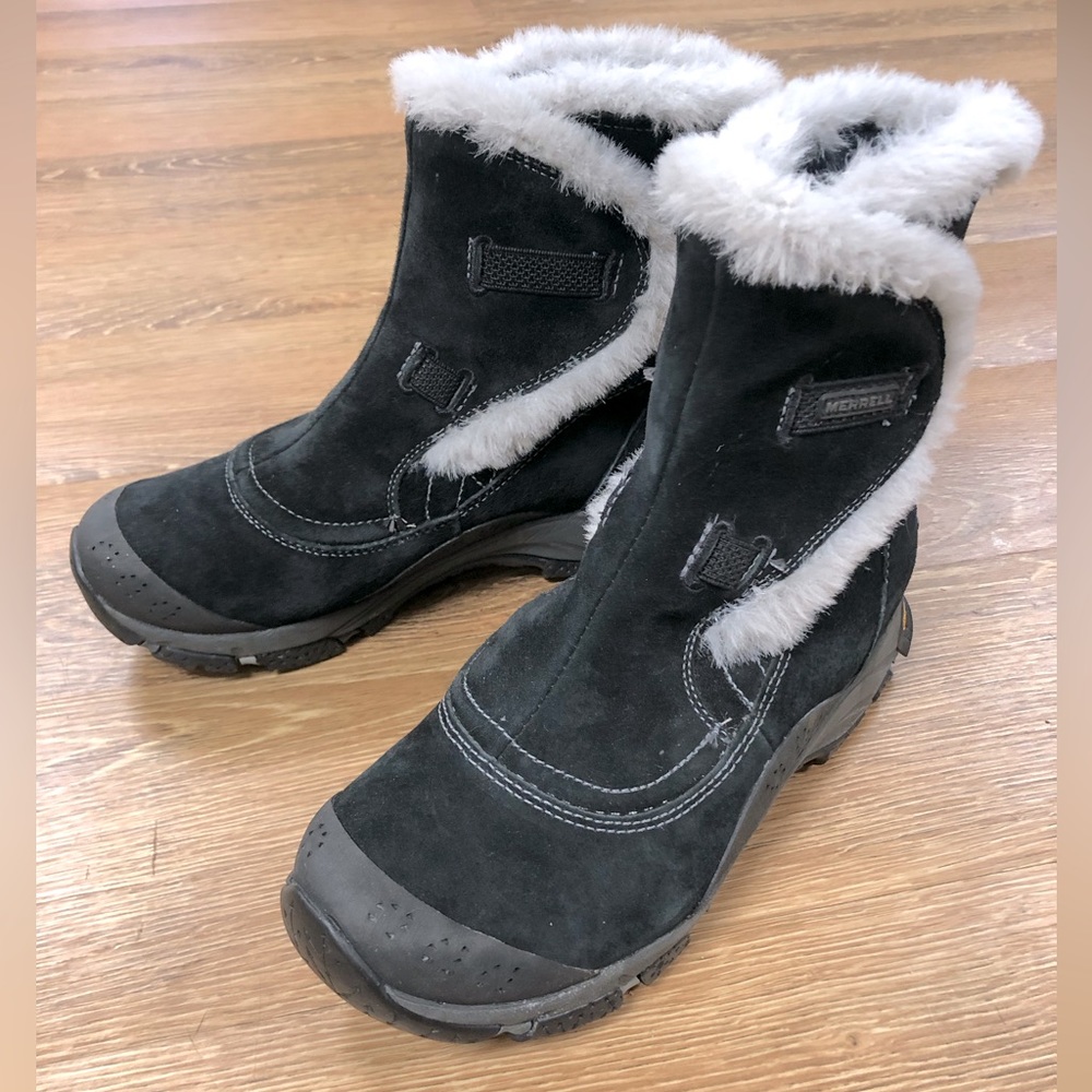 Black Merrell Thermo Arc Ice Waterproof Winter Suede Boot - Size 7.5